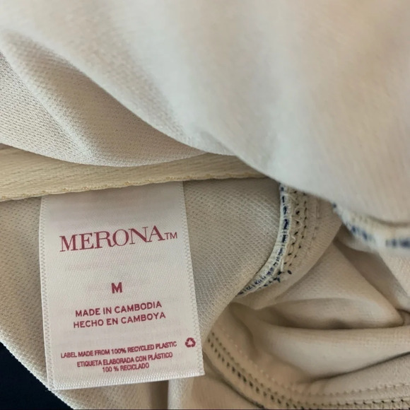 Merona Striped Nautical Coastal One Piece Swimsuit Convertible Blue White - Picture 6 of 7